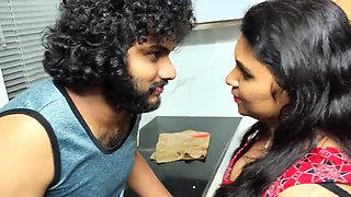 Wife and husband first time sex and it happens in kitchen and sofa sex while no one in home