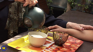 Old Hairy Grandma Gets Her Hairy Pussy Eaten Out by 22 Year Old Girl Gabrielle