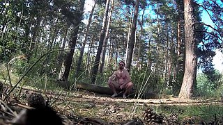Daddy Caught Stroking in the Woods