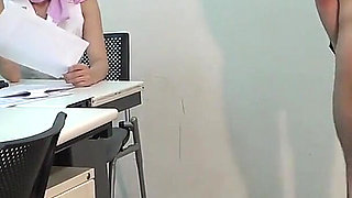 CFNM, a Company Where Men Are Naked, Naked Stretching, Masturbation Watching, Cum Watching, Post-orgasm Handjob by Female Boss