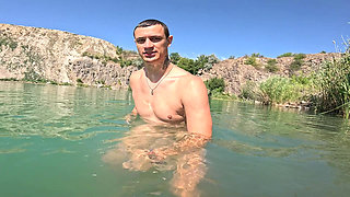 Naked in Blue Water Playful Day with My Lover