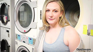 Risky Laundromat Creampie - Clara Dee POV Titjob and Cowgirl