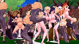 Genshin Impact - Genshin Girls in Hilichurl Beach Camp - Rough Sex - 3D Hentai Animations