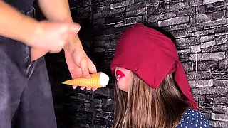 Step Sister Deep Throat Cum Facial - Ice Cream Game Turns Messy