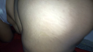 Chubby wife climbs up and sits on my cock