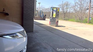 Black BBW Oiled IN PUBLIC