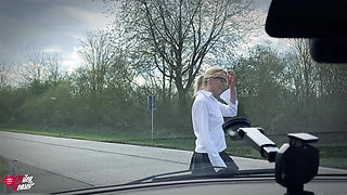 Submissive Slut Blindfolded, Naked and Used While Driving on the Highway!
