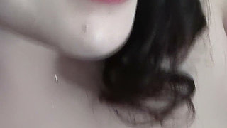 Curvy Brunette Selfie Tease - Black Lace Bra and Big Natural Tits up Close