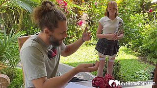 Tied up beauty loves the taste of dick