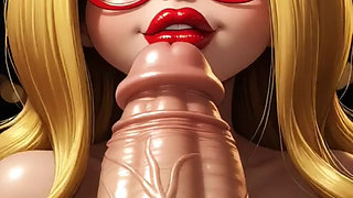 Funny Blonde have fun with an enormous cock (Ai animation)