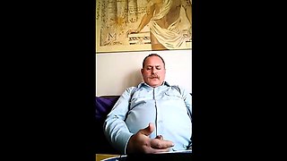 Big Daddy Bear Jerks Off His Small Cock