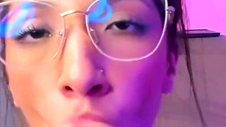 Petite Innocent in Glasses Loses Control: Squirt with Monstrous Dildo